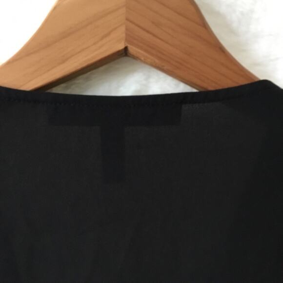 BCBGMaxAzria Black Drape Front Hi-Low Sheer Top - Picture 14 of 16